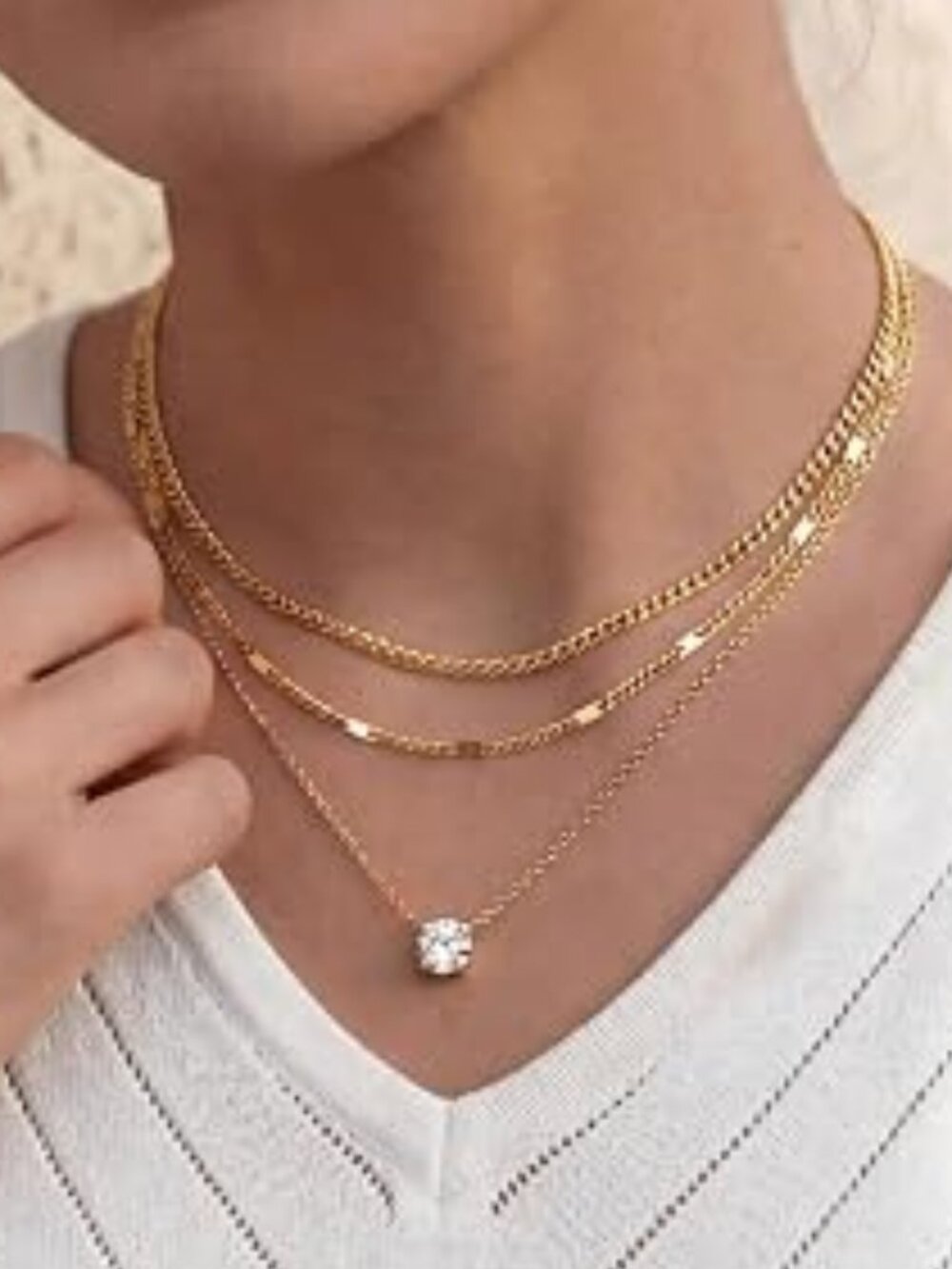 Layered Gold Necklace Set for Women | 14K Gold Plated Dainty Pendant Choker